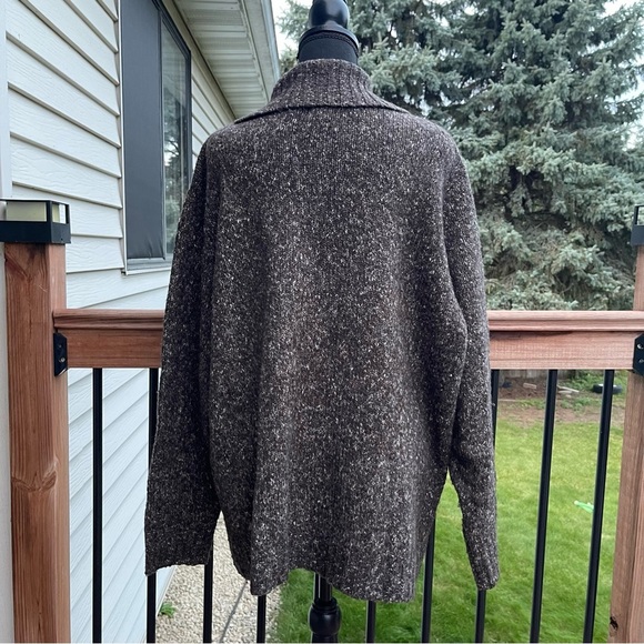 LL Bean Womens Size 2X Cable Knit Wool Blend Cardigan Sweater Speckled Fisherman - Picture 13 of 13